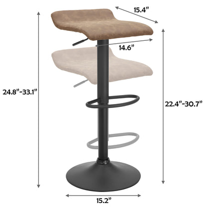 Finnhomy Bar Stool with Adjustable Height & Swivel, Set of 2, Vintage Leather, Retro Brown, F20BS3BT9535